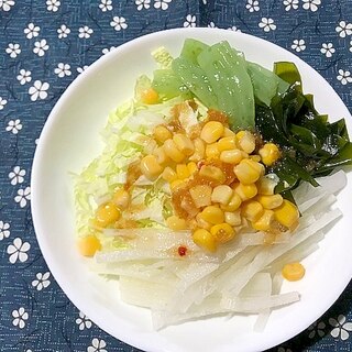 白菜と大根と刺身こんにゃくの和風サラダ